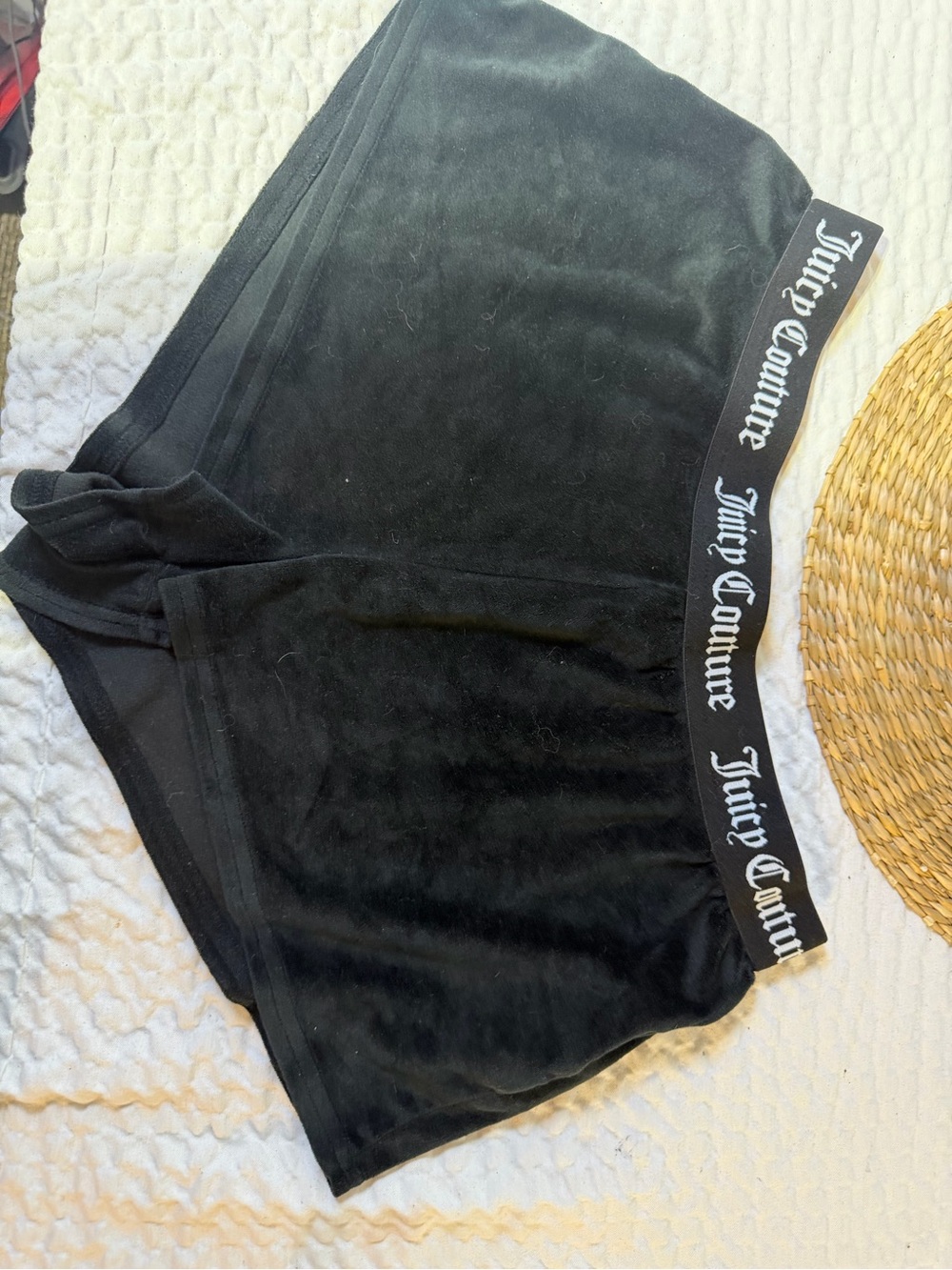 Juicy Couture Black Velour Shorts with Logo Waistband